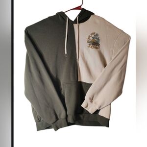 Hybrid Apparel Green and Cream Hoodie. One Time Wear.